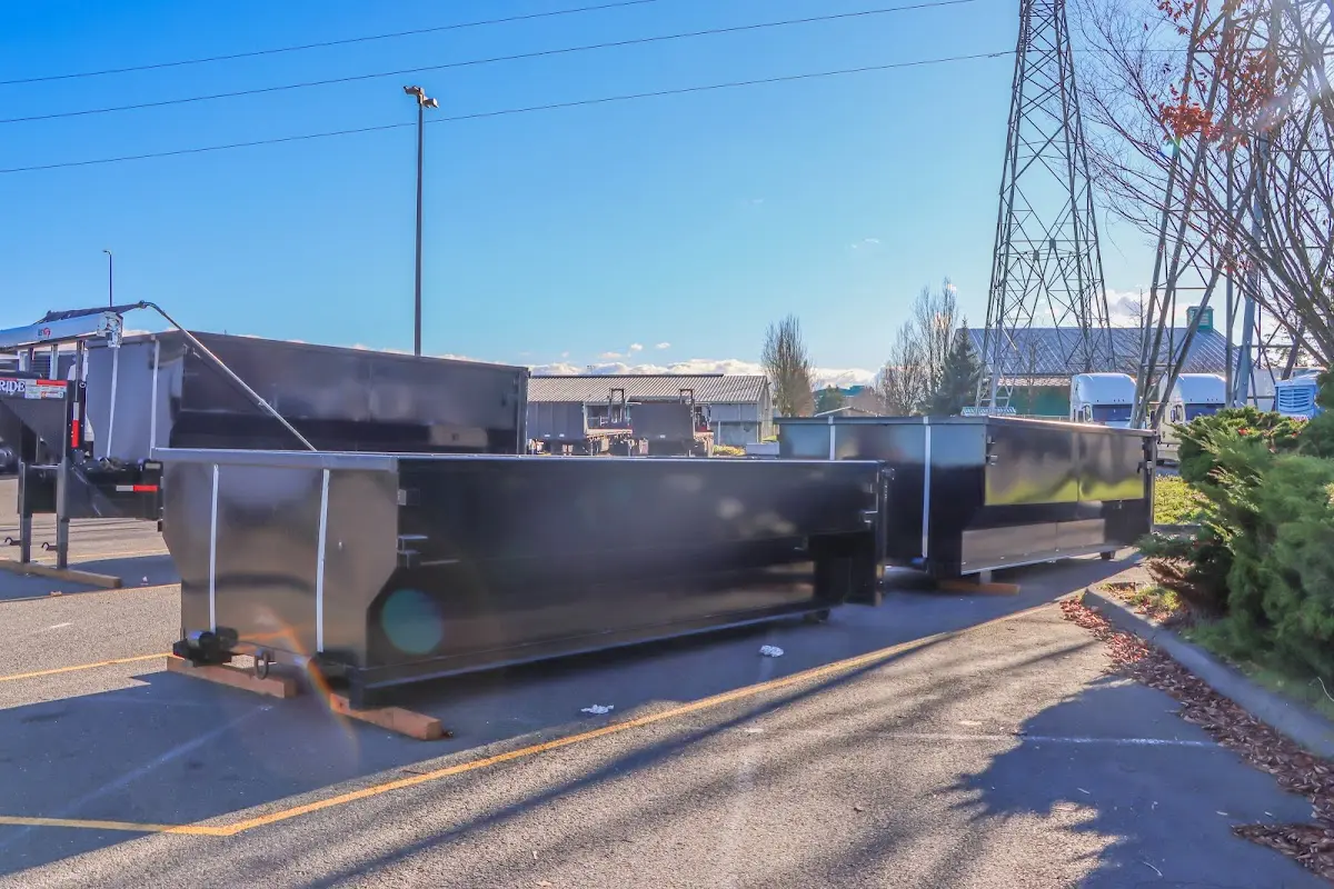 Roll-off dumpster ready for waste disposal at job site for Estate Cleanout Dumpster Rental in Santa Ana